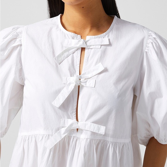 NWOT - Ganni Poplin tie-up minidress - Picture 2 of 5